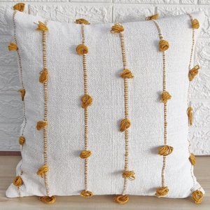 Iara Pillow Cover - White & Mustard
